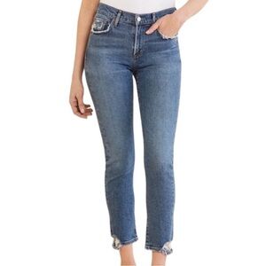 AGOLDE Toni Straight Ankle Jeans Medium Wash Distressed Size 27 Revolve